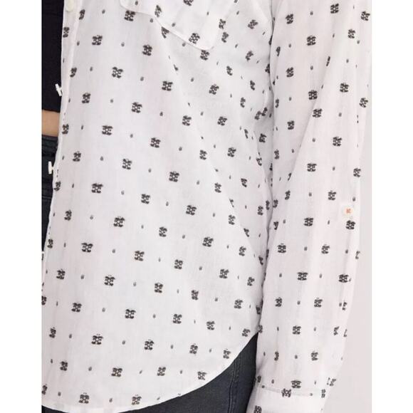 Maeve X Anthropologie White Embroidered Button Front Lightweight Shirt Size 10 - Picture 4 of 15